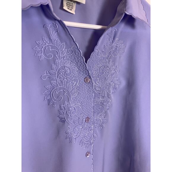 Joanna Embroidered Button Up Lilac Blouse Women’s XL – Cottagecore Fairycore Top - Picture 2 of 5